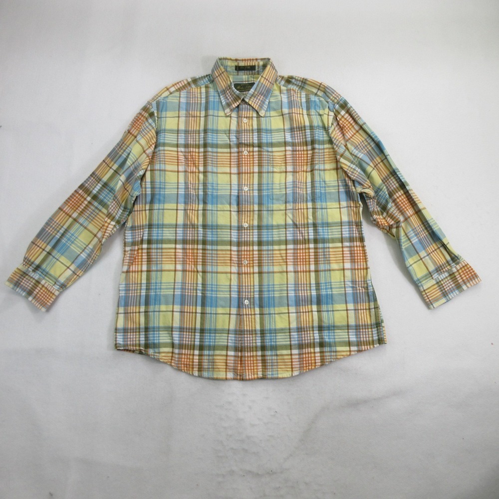 Orvis Signature Collection Men's Shirt XL Plaid Long Sleeve Button Down Cotton